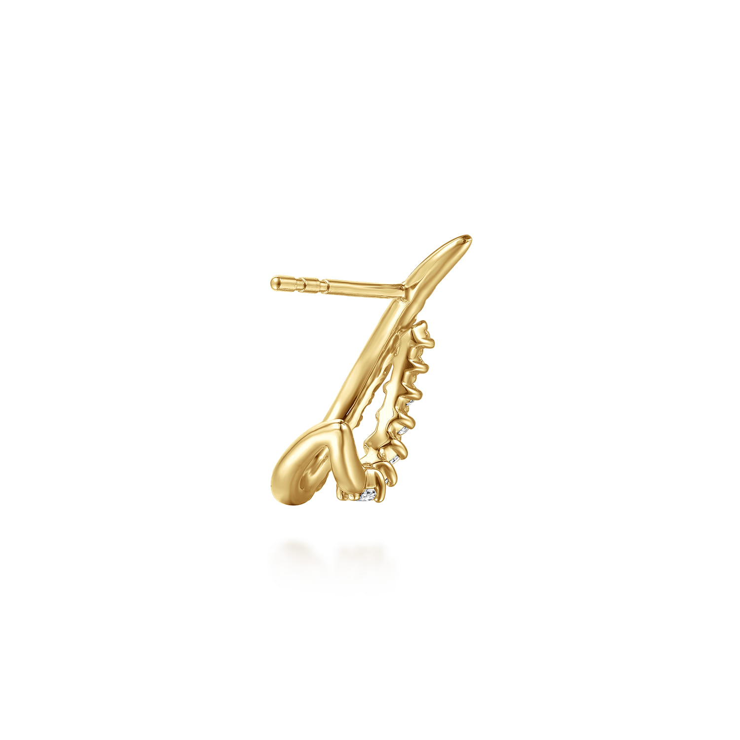 14K Yellow Gold Diamond Spike J Hoop Earrings - 0.58 ct - Shot 2