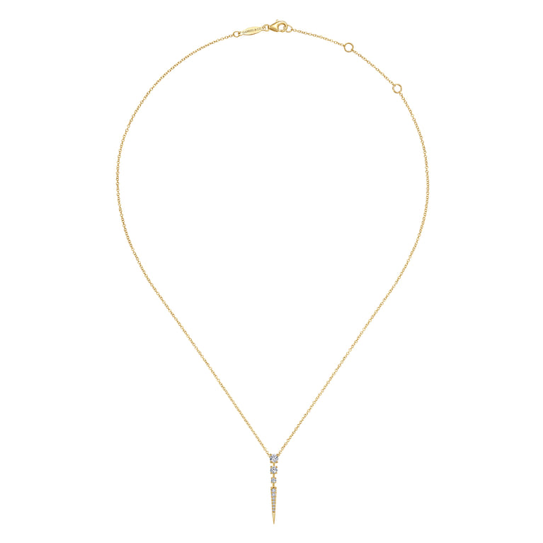 14K Yellow Gold Diamond Spike Pendant Drop Necklace - 0.31 ct - Shot 2