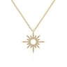 14K Yellow Gold Diamond Spike Starburst Pendant Diamond Necklace - 0.14 ct