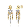 14K Yellow Gold Diamond Spike Triangle Chandelier Stud Earrings - 0.6 ct