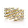 14K Yellow Gold Diamond Spikes Bypass Ladies Ring - 1.2 ct