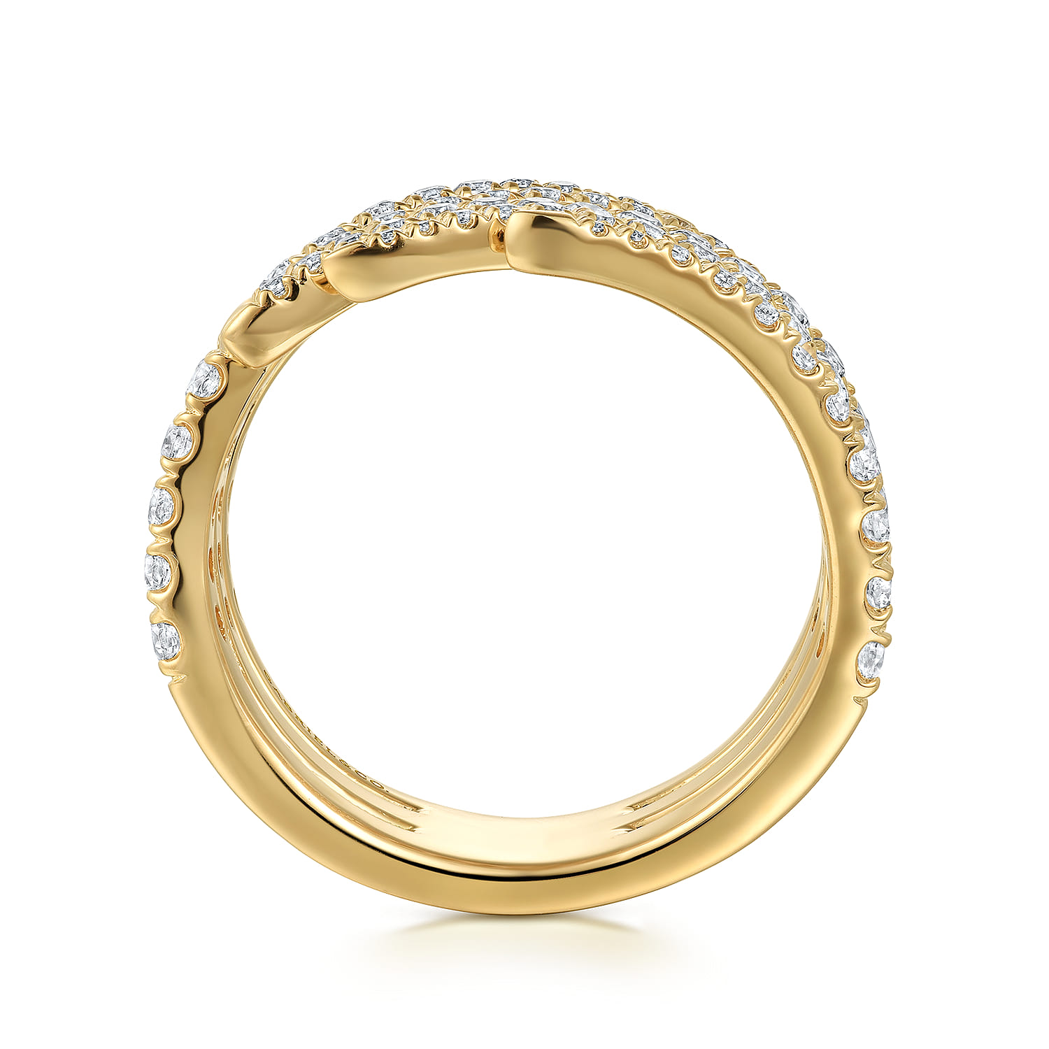 14K Yellow Gold Diamond Spikes Bypass Ladies Ring - 1.2 ct - Shot 2