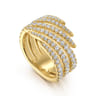 14K Yellow Gold Diamond Spikes Bypass Ladies Ring - 1.2 ct