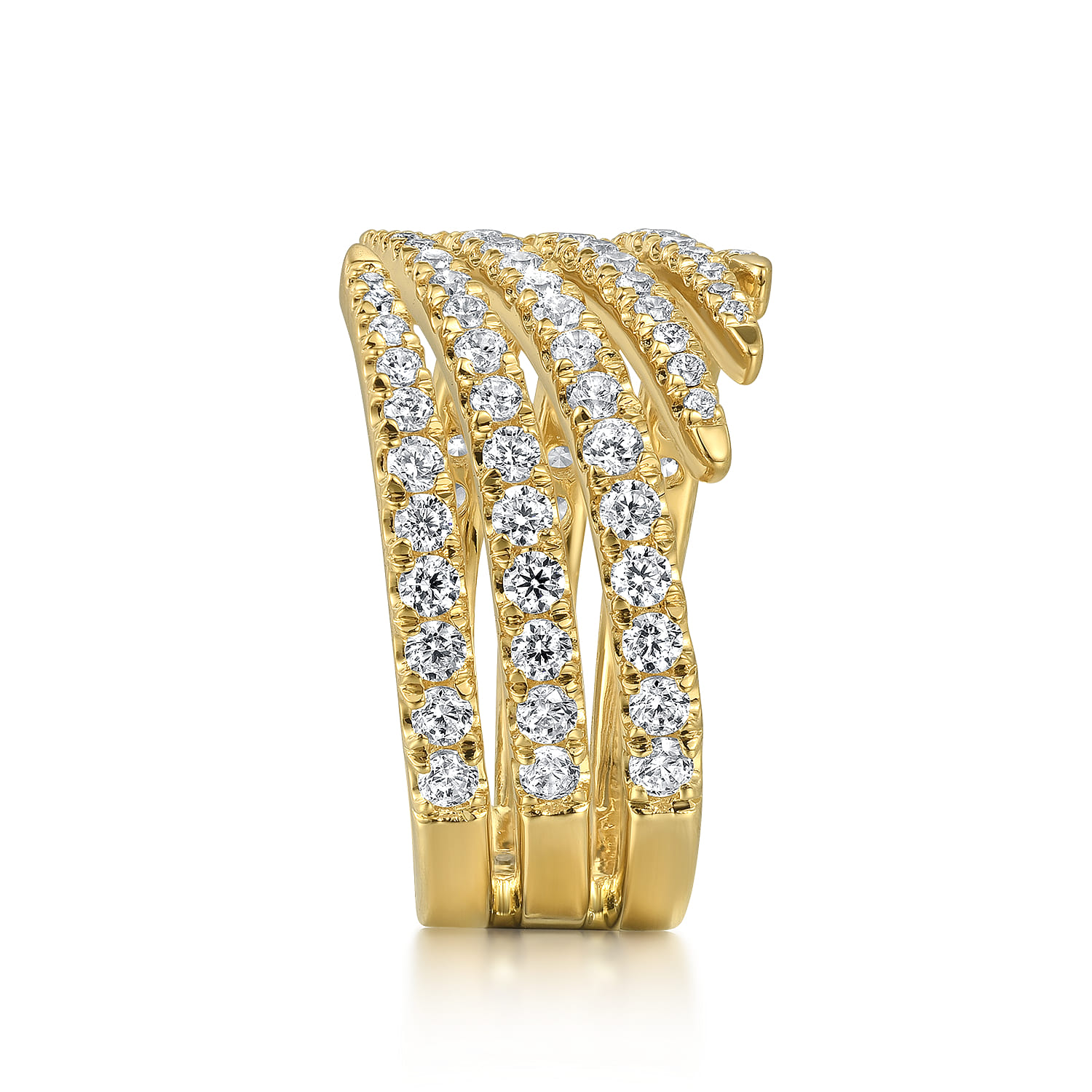 14K Yellow Gold Diamond Spikes Bypass Ladies Ring - 1.2 ct - Shot 4