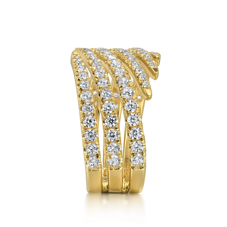 14K Yellow Gold Diamond Spikes Bypass Ladies Ring - 1.2 ct - Shot 4