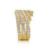 14K Yellow Gold Diamond Spikes Bypass Ladies Ring - 1.2 ct