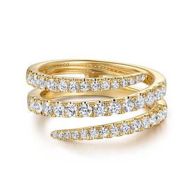 14K Yellow Gold Diamond Spikes Wrap Ladies Ring