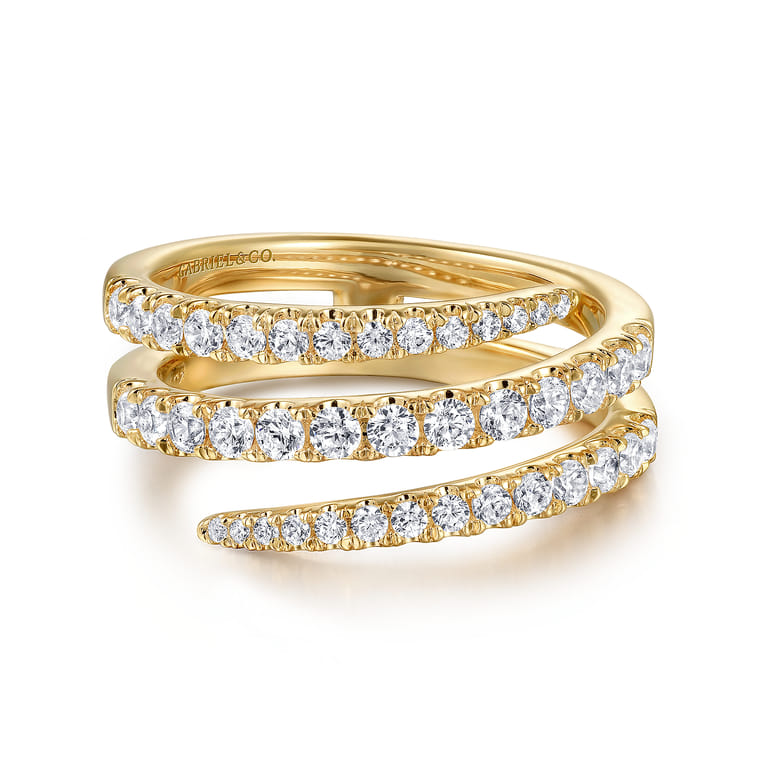 14K Yellow Gold Diamond Spikes Wrap Ladies Ring - 0.75 ct - Shot 1
