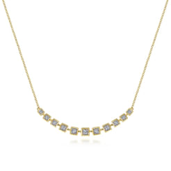14K Yellow Gold Diamond Squares Necklace