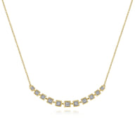 14K Yellow Gold Diamond Squares Necklace