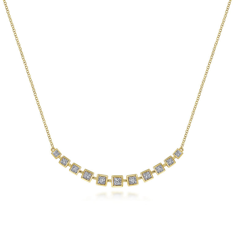 14K Yellow Gold Diamond Squares Necklace - 0.3 ct - Shot 1