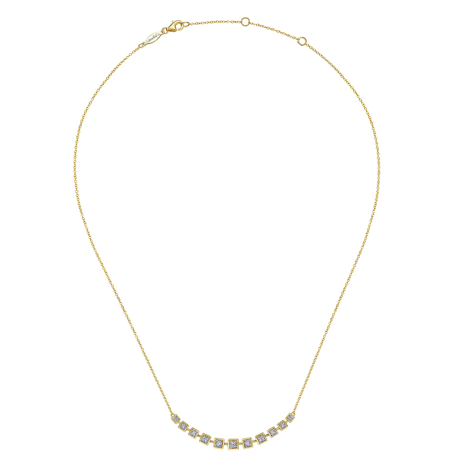 14K Yellow Gold Diamond Squares Necklace - 0.3 ct - Shot 2