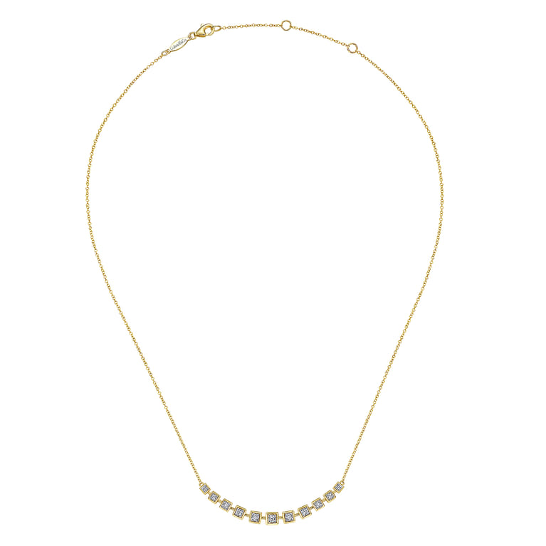 14K Yellow Gold Diamond Squares Necklace - 0.3 ct - Shot 2