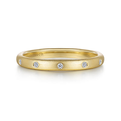 14K Yellow Gold Diamond Stackable Ladies Ring