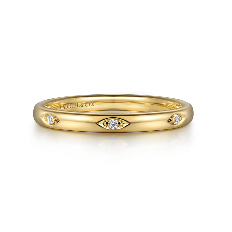 14K Yellow Gold Diamond Stackable Ring 0.02ct - 0.02 ct - Shot 1