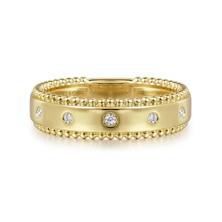 14K Yellow Gold Diamond Stackable Ring 0.04ct-Bujukan - 0.04 ct - Shot 1