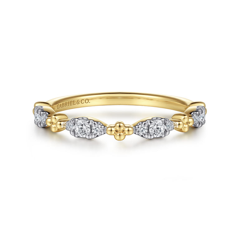 14K Yellow Gold Diamond Stackable Ring 0.2ct-Bujukan - 0.2 ct - Shot 1