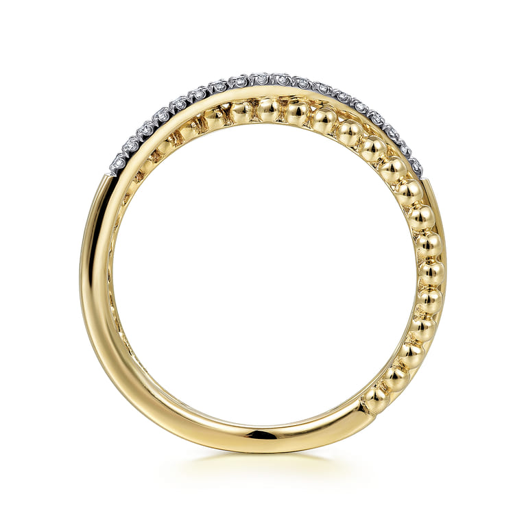 14K Yellow Gold Diamond Stackable Ring-Bujukan - 0.09 ct - Shot 2