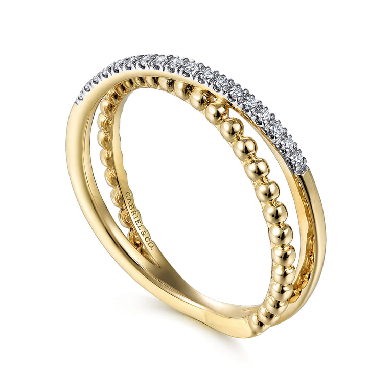 14K Yellow Gold Diamond Stackable Ring-Bujukan - 0.09 ct - Shot 3