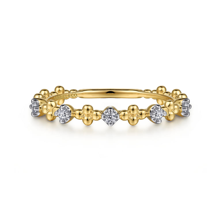 14K Yellow Gold Diamond Stackable Ring-Bujukan - 0.08 ct - Shot 1