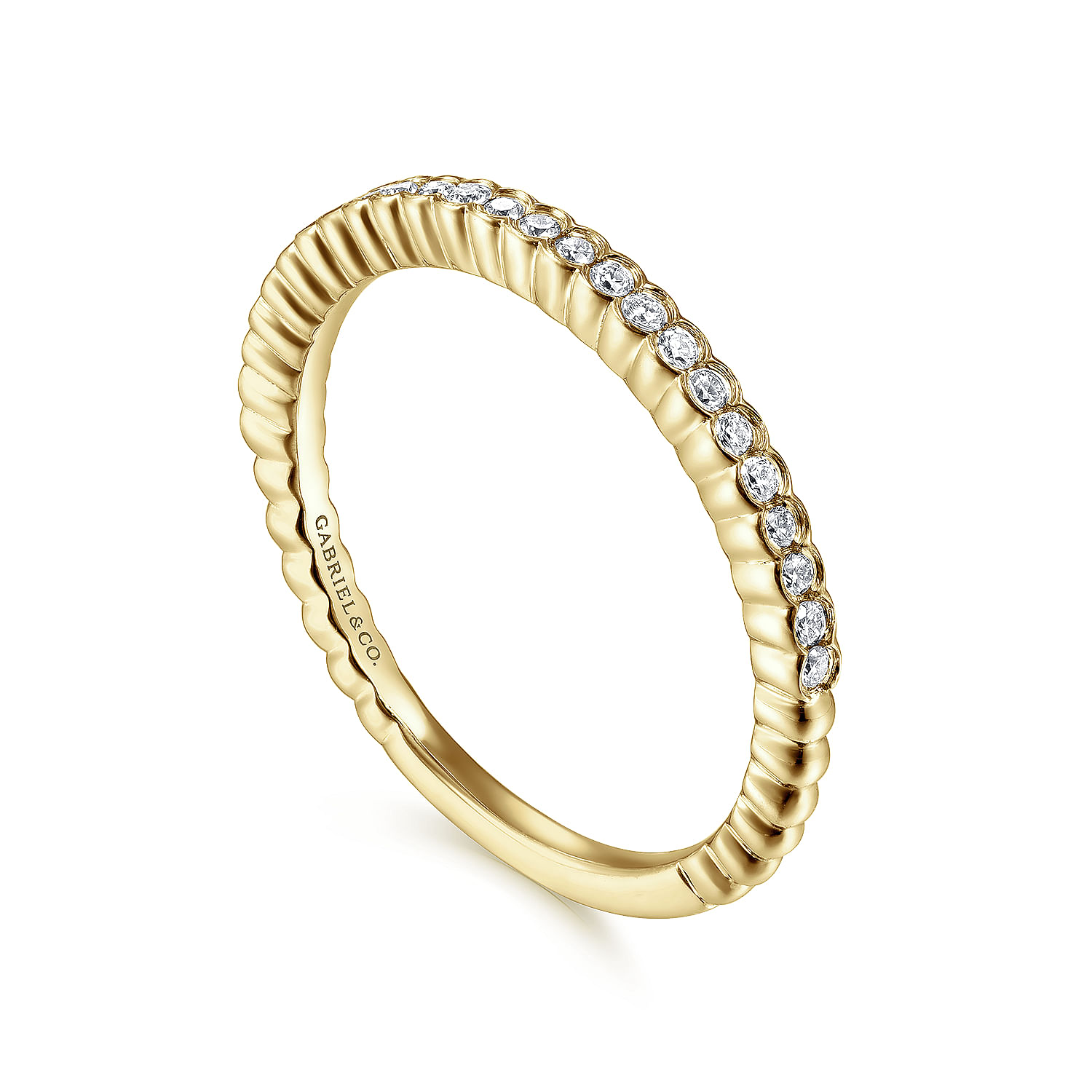 14K Yellow Gold Diamond Stackable Ring - 0.15 ct - Shot 3