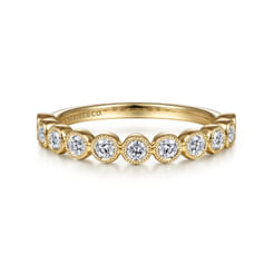 14K Yellow Gold Diamond Stackable Ring