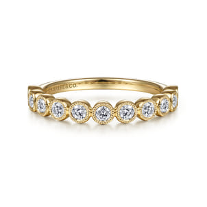 14K Yellow Gold Diamond Stackable Ring