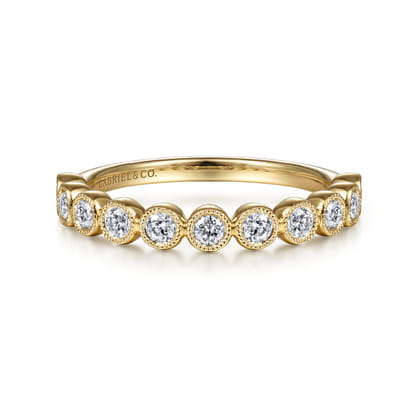 14K Yellow Gold Diamond Stackable Ring