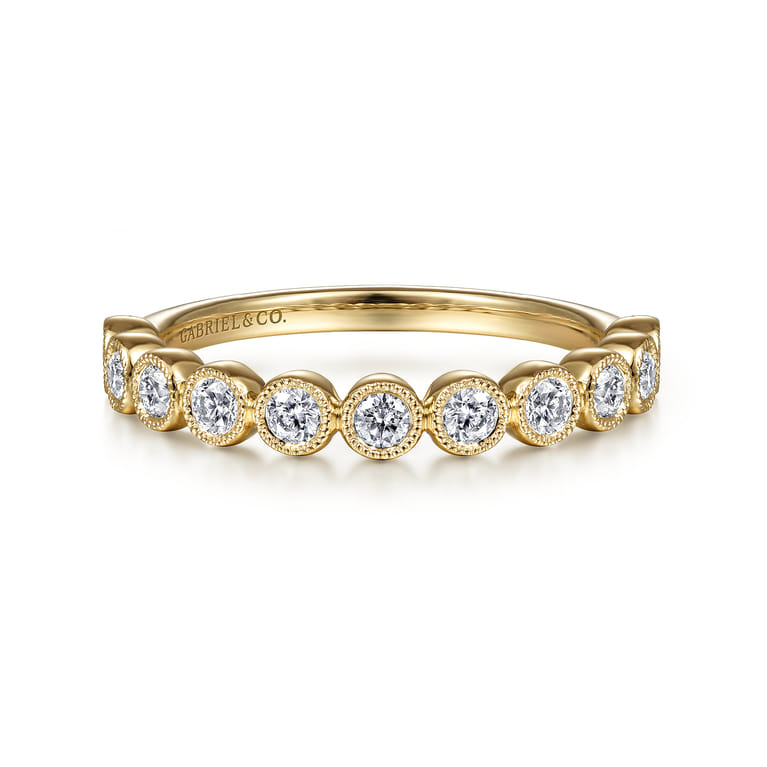 14K Yellow Gold Diamond Stackable Ring - 0.4 ct - Shot 1