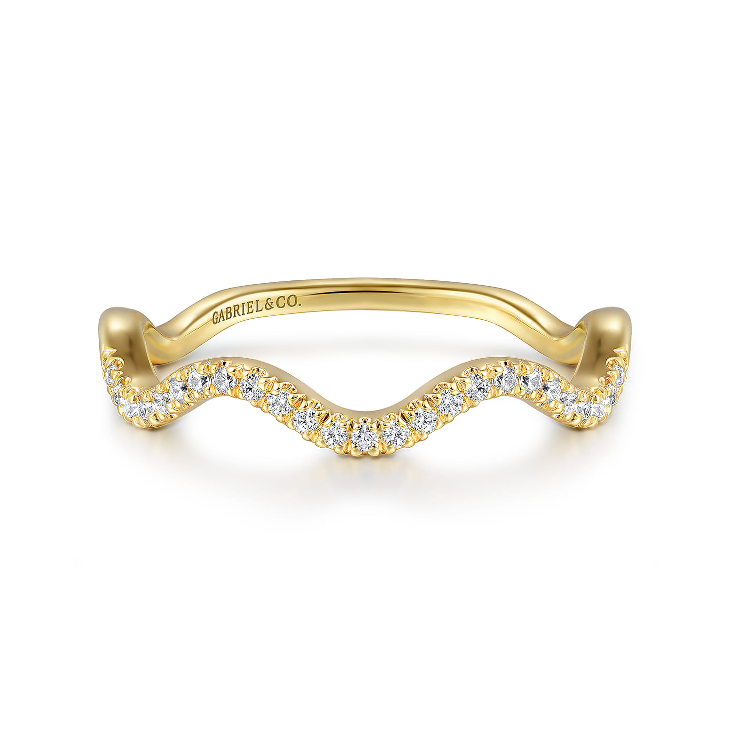 14K Yellow Gold Diamond Stackable Ring - 0.13 ct - Shot 1