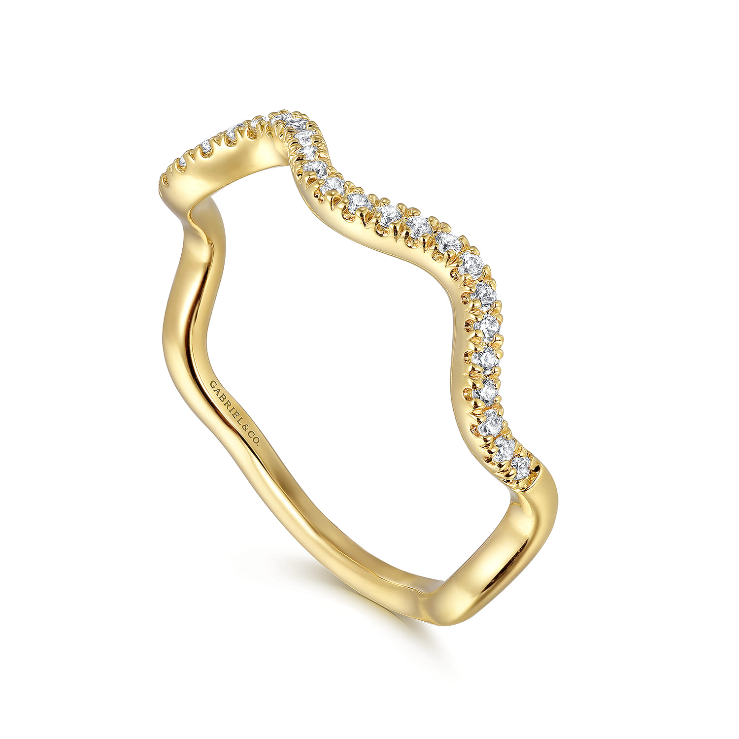 14K Yellow Gold Diamond Stackable Ring - 0.13 ct - Shot 3