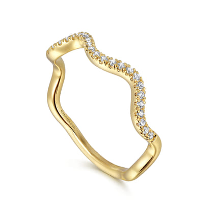14K Yellow Gold Diamond Stackable Ring