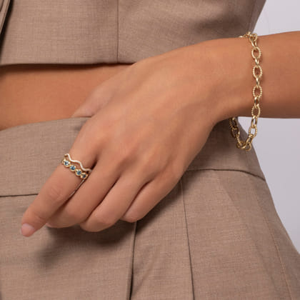 14K Yellow Gold Diamond Stackable Ring