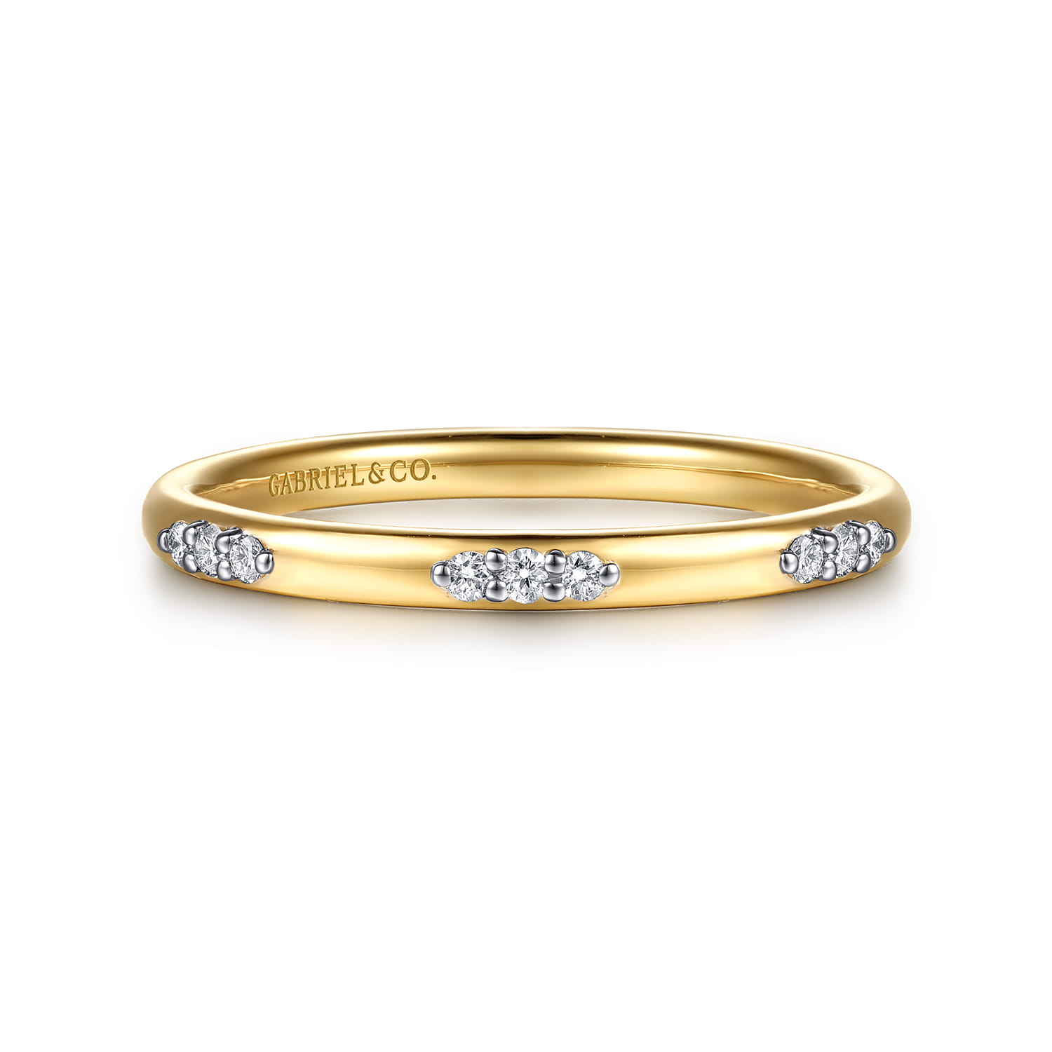 14K Yellow Gold Diamond Stackable Ring - 0.07 ct - Shot 1
