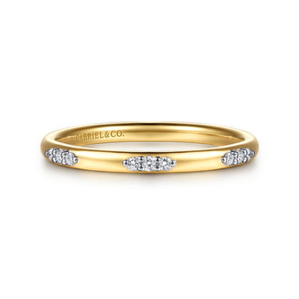 14K Yellow Gold Diamond Stackable Ring