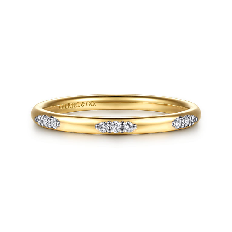 14K Yellow Gold Diamond Stackable Ring - 0.07 ct - Shot 1