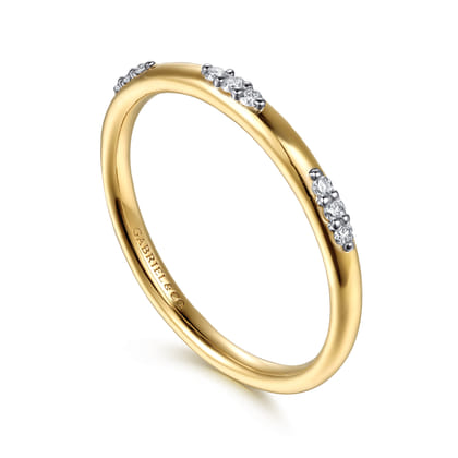 14K Yellow Gold Diamond Stackable Ring