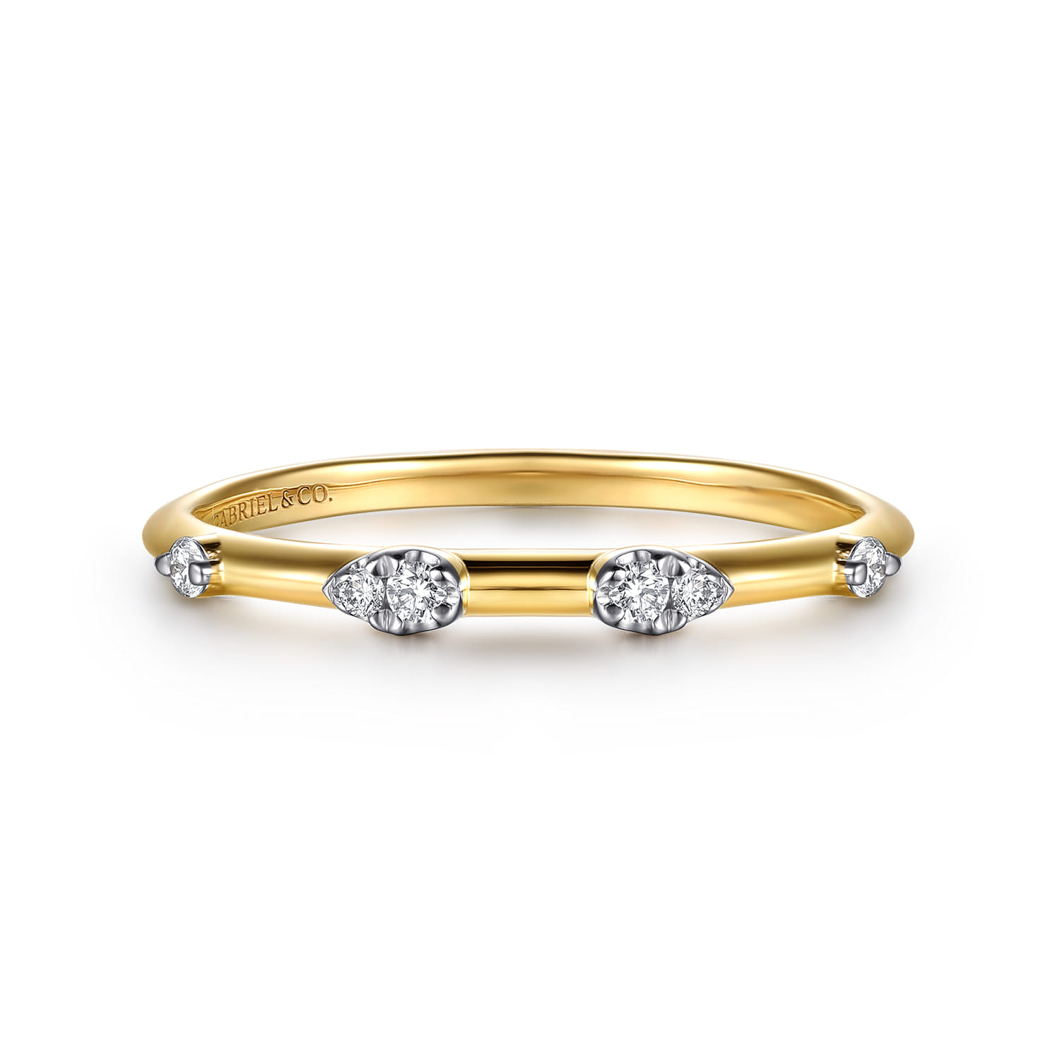 14K Yellow Gold Diamond Stackable Ring - 0.07 ct - Shot 1