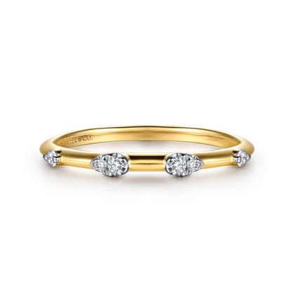 14K Yellow Gold Diamond Stackable Ring