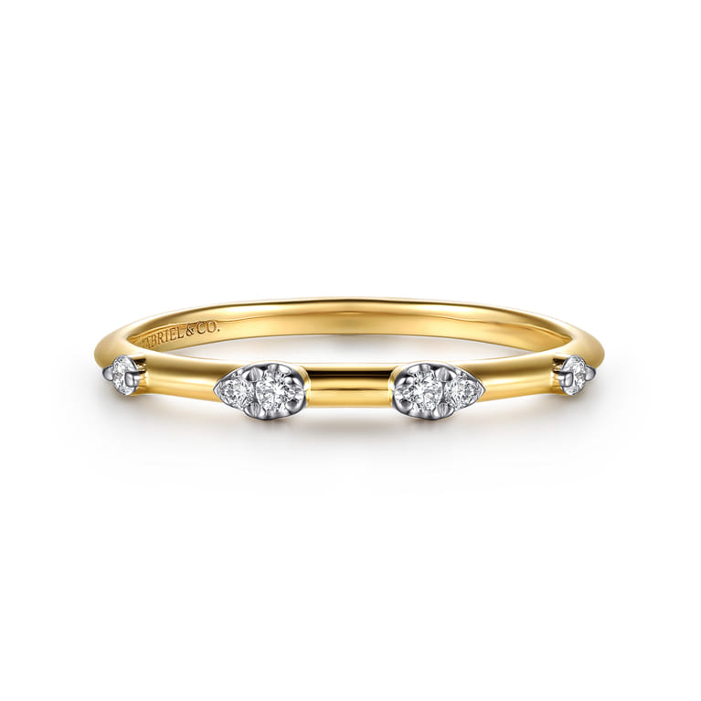 14K Yellow Gold Diamond Stackable Ring - 0.07 ct - Shot 1