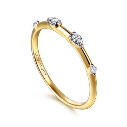 14K Yellow Gold Diamond Stackable Ring