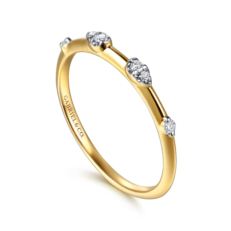 14K Yellow Gold Diamond Stackable Ring - 0.07 ct - Shot 3