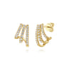 14K Yellow Gold Diamond Stacked J Hoop Earrings - 0.33 ct