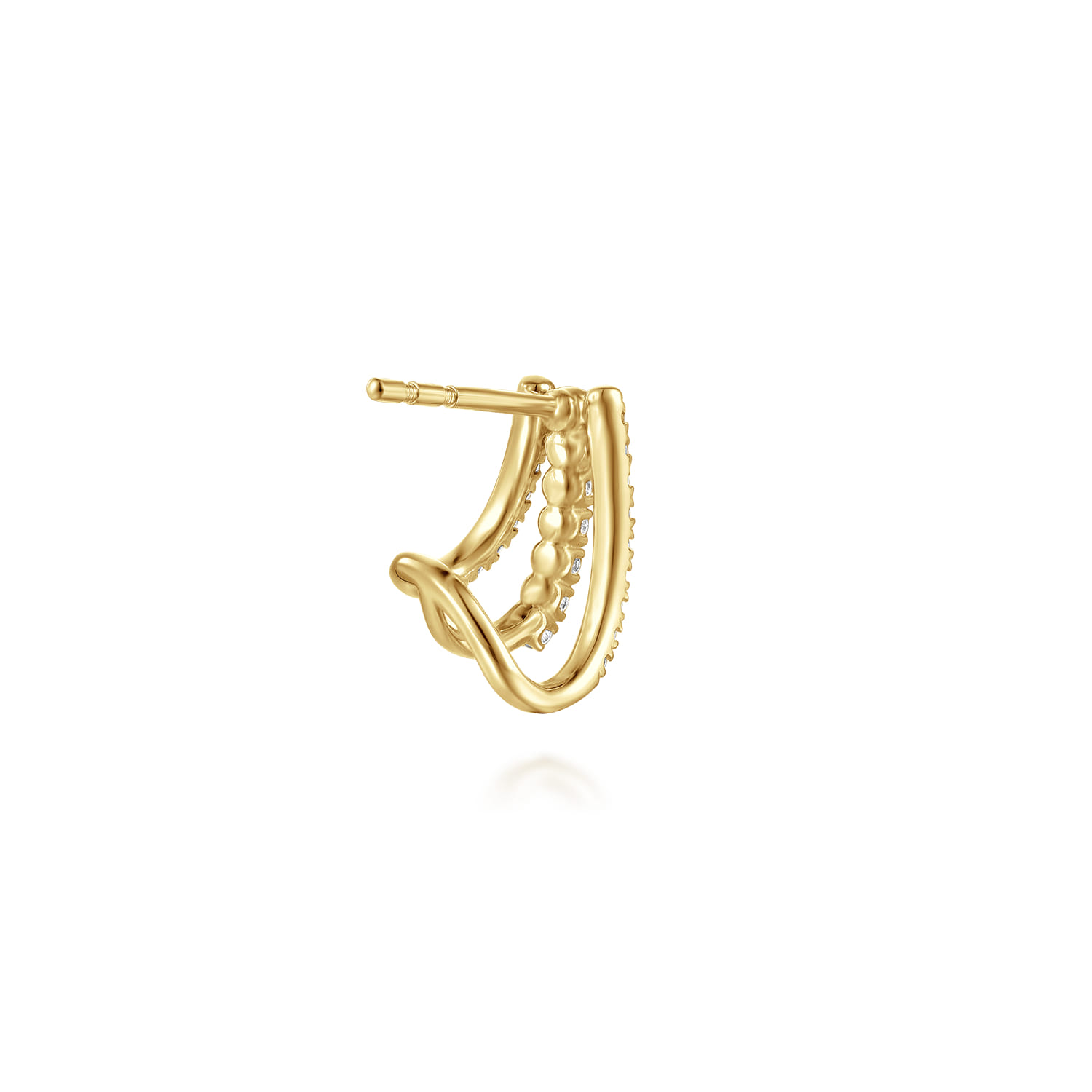 14K Yellow Gold Diamond Stacked J Hoop Earrings - 0.33 ct - Shot 2