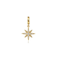 14K Yellow Gold Diamond Star Charm With Detachable Bail