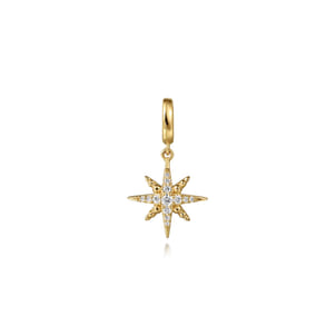 14K Yellow Gold Diamond Star Charm With Detachable Bail
