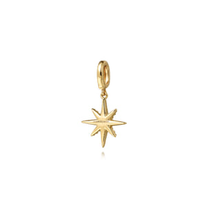 14K Yellow Gold Diamond Star Charm With Detachable Bail
