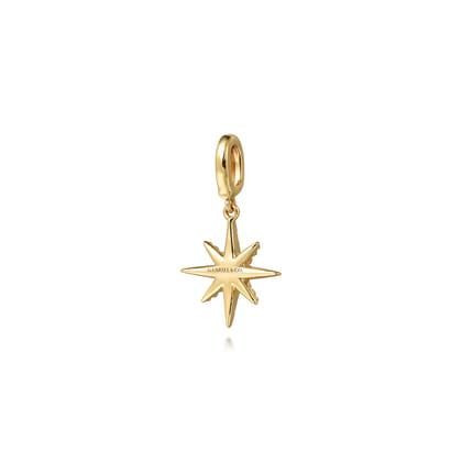 14K Yellow Gold Diamond Star Charm With Detachable Bail