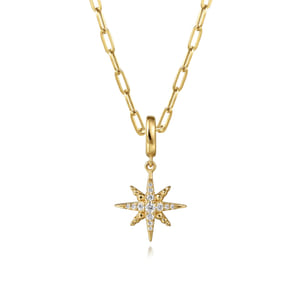 14K Yellow Gold Diamond Star Charm With Detachable Bail
