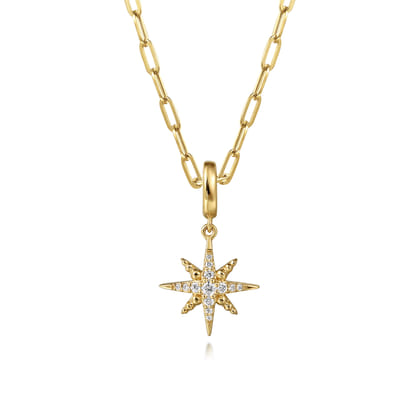 14K Yellow Gold Diamond Star Charm With Detachable Bail